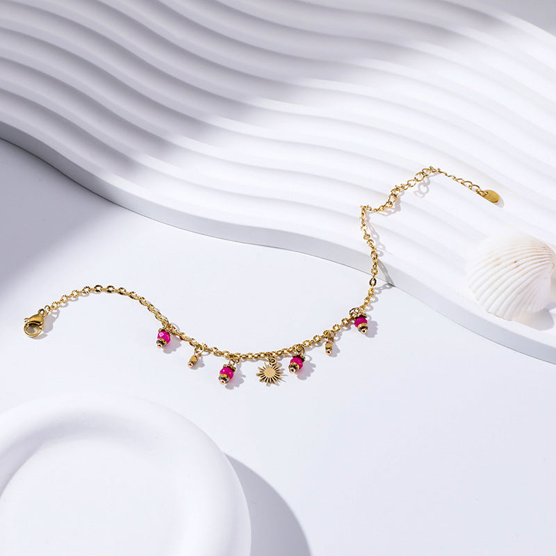 Wholesale Gold Plated Stainless Steel Freshwater Natural Stone Bracelet